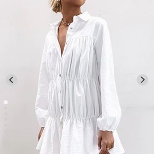 NWT Theodossia Tiered Long Sleeve Dress White